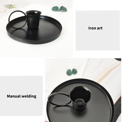 Iron Holder with Handle Elegant Metal Taper Candlestick for Wedding Christmas Table Centerpieces Stand Holder with Handle