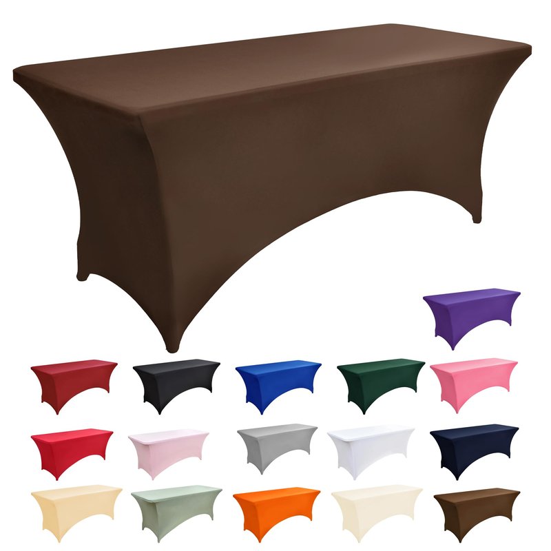 ZarzaaSik 10-Pack 6ft Spandex Table Covers for Rectangle Standard Folding Tables - Wrinkle Resistant Stretch Tablecloths - Ultimate Fitted Table Protector for Parties, Banquet, Wedding