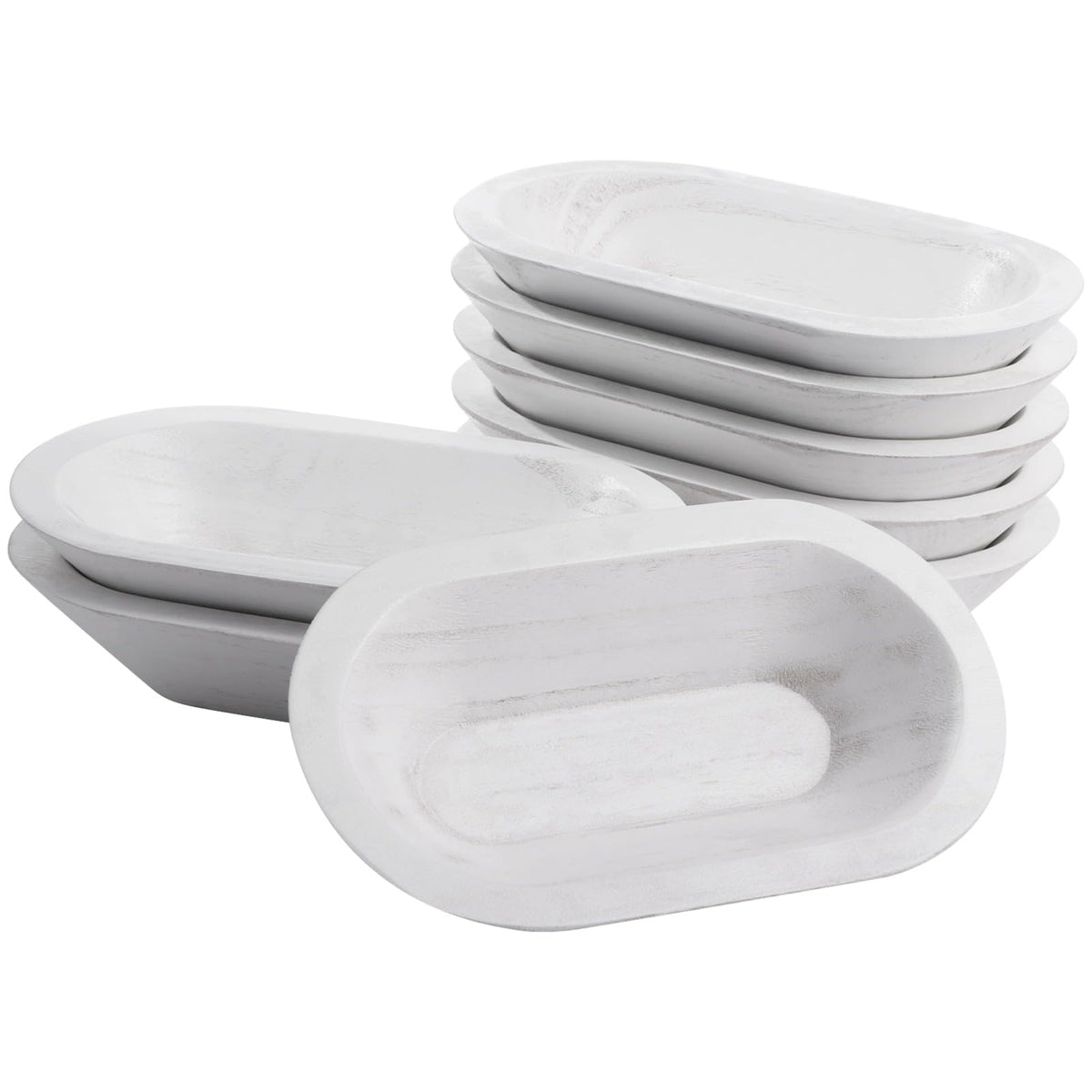 DORMIYA 8 PCS Wooden Dough Bowls, Rustic Wooden Candle Bowl for Decor, Woodens Dowls for DIY Candle Home Crafts Making, Farmhouse Decoration (White-8PCS)