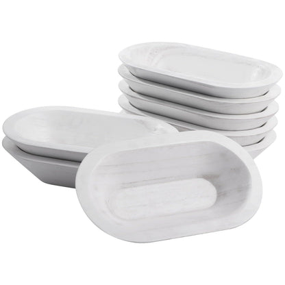 DORMIYA 8 PCS Wooden Dough Bowls, Rustic Wooden Candle Bowl for Decor, Woodens Dowls for DIY Candle Home Crafts Making, Farmhouse Decoration (White-8PCS)