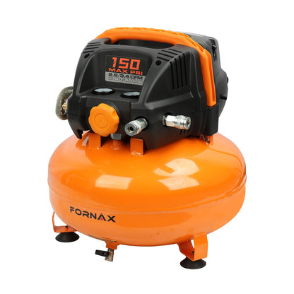 FORNAX Pancake Air Compressor with two couplers, 6 Gallon Portable Electric air compressor, 150 PSI, Oil -Free Air Compressor