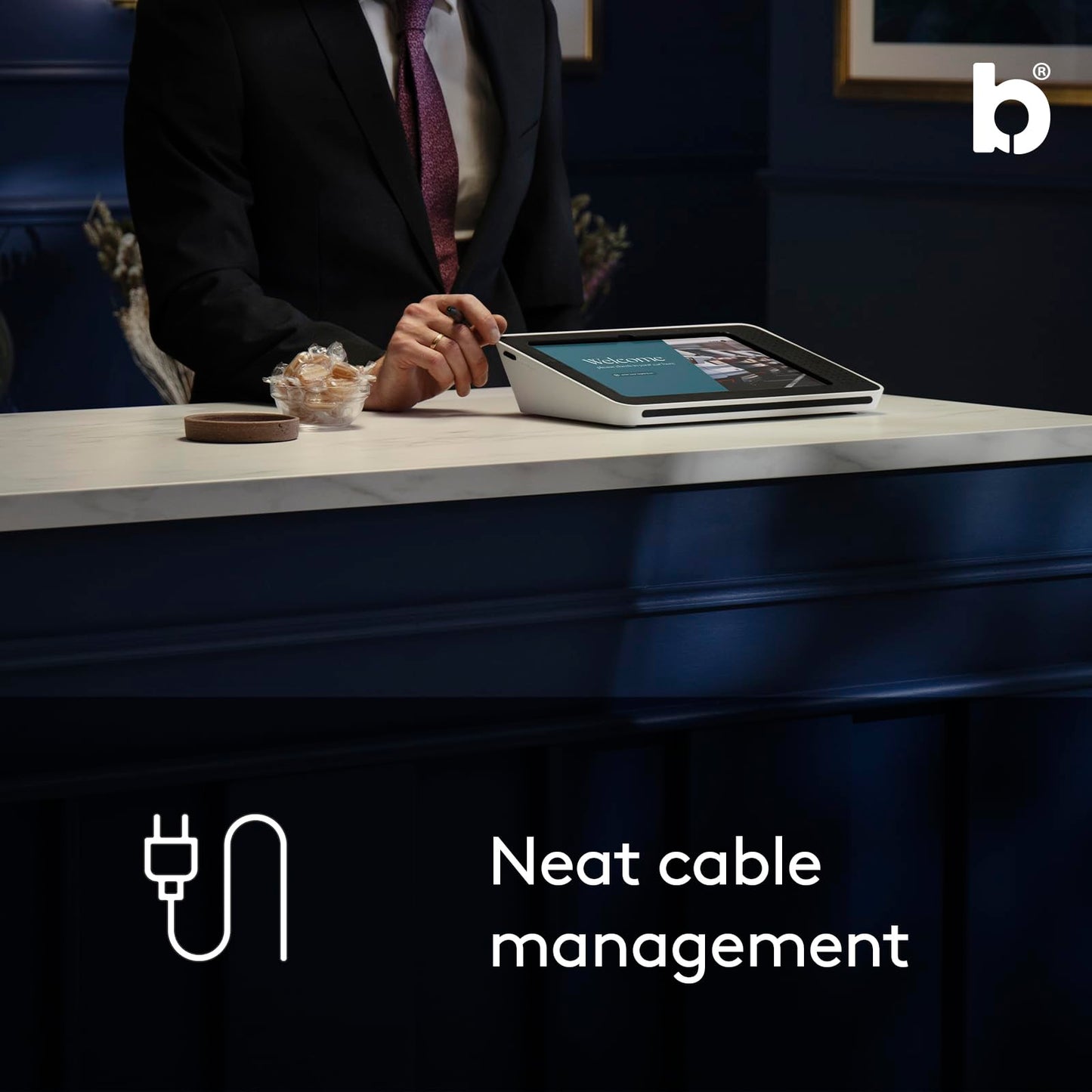 Bouncepad Link iPad POS Stand for Business | Kiosk Stand for Meeting Room Management | Table Mount Tablet Kiosk Register | iPad 10th Gen 10.9 | Black