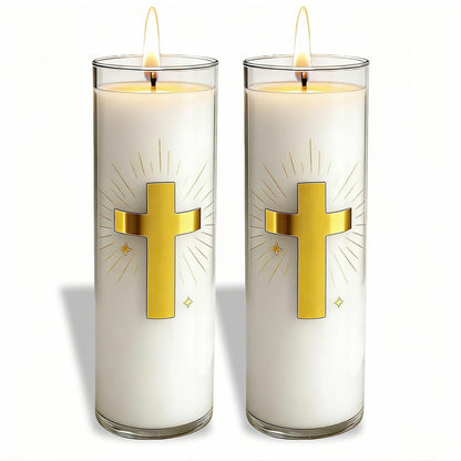CysEdge White Beeswax Candle – 2 Pack, 160-Hour, Blessed for Church, Wedding, Prayer & Home – Christian Gift for Women