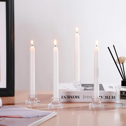 ZQXJWF Clear Glass Taper Candle Holders Set, Round Base Design, Elegant Dining Table Decor, for Table Centerpiece Wedding Party Advent Christmas Home Decorations (12, Clear)