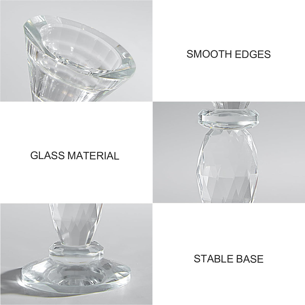 DN DECONATION Glass Candle Holder Set of 3, Candlesticks Holders Clear Crystal Tealight Candles Holder Home Decor Aesthetic for Table Centerpiece Wedding Decorations Housewarming Gift Living Room