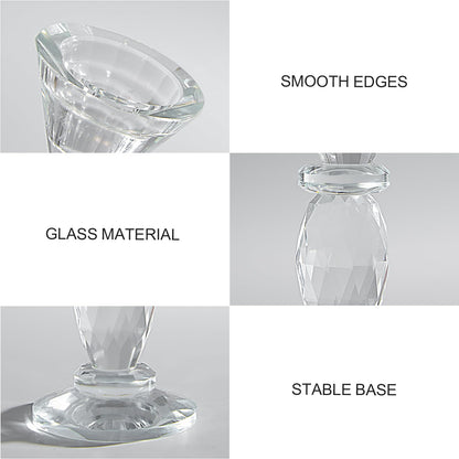 DN DECONATION Glass Candle Holder Set of 3, Candlesticks Holders Clear Crystal Tealight Candles Holder Home Decor Aesthetic for Table Centerpiece Wedding Decorations Housewarming Gift Living Room