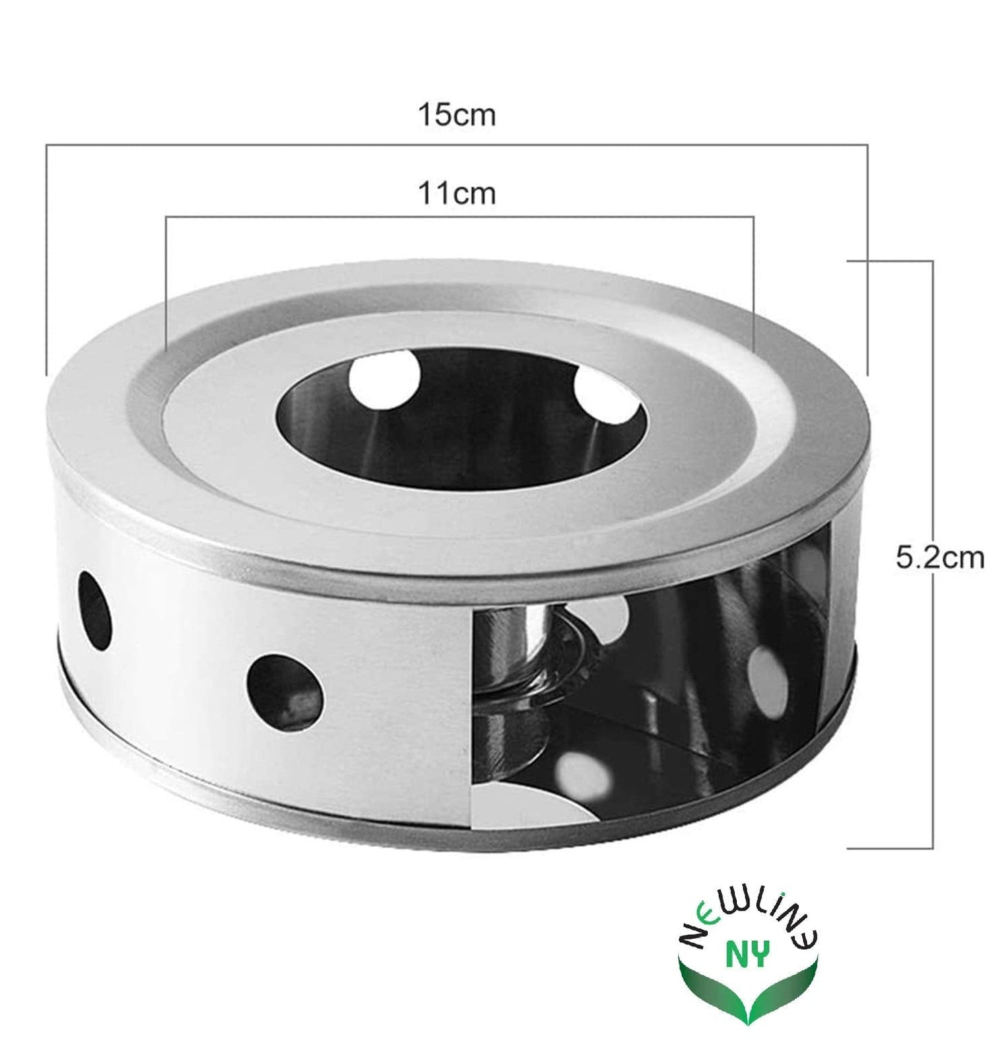 NewlineNY Stainless Steel Coffee Tea Warmers, Dual 6 Inches Circular Herb Tea Light Food Warmer Set (Candle not Included)