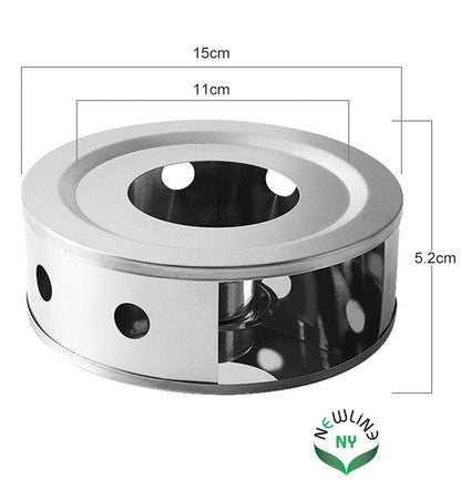 NewlineNY Stainless Steel Coffee Tea Warmers, Dual 6 Inches Circular Herb Tea Light Food Warmer Set (Candle not Included)