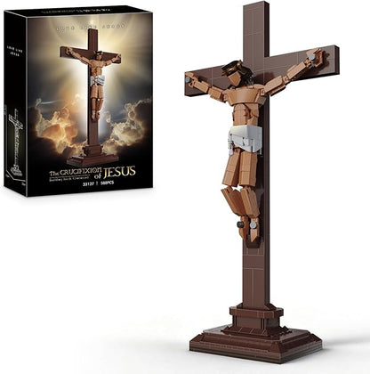 Jesus Cross Building Set Little Jesus Figurines Crucifix Building Block Religious Creative Toys for Home Office Decor Christian Toys Easter Birthday Gifts for Teens Adult 14+ (588PCS)