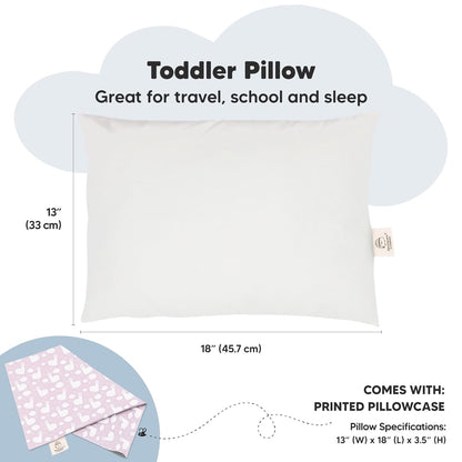 My Little Dreamy Toddler Pillow - Organic Cotton Travel Bed Pillow with Case | Soft & Breathable 13x18 for Ages 2-5 (Alpacas)