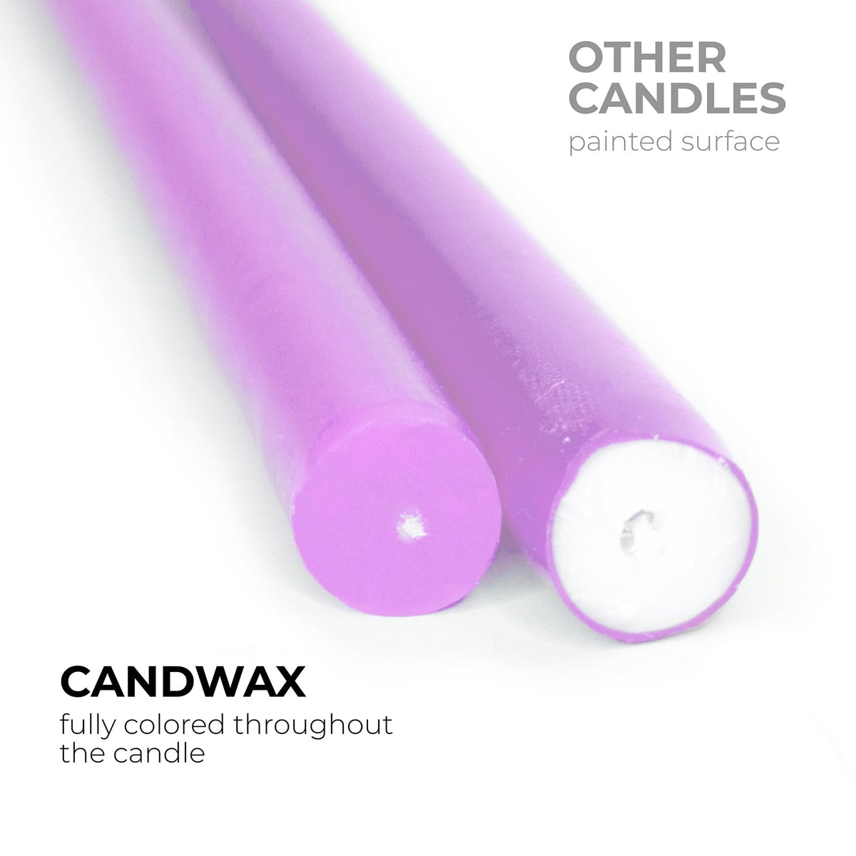 CANDWAX 12 inch Taper Lilac Candles Pack of 4 - Unscented Smokeless Dripless Tall Candlesticks - Perfect for Special Occasions, Ordinary Dinners, for Mother's Day - Lavender Candle Sticks