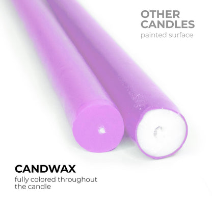 CANDWAX 12 inch Taper Lilac Candles Pack of 4 - Unscented Smokeless Dripless Tall Candlesticks - Perfect for Special Occasions, Ordinary Dinners, for Mother's Day - Lavender Candle Sticks