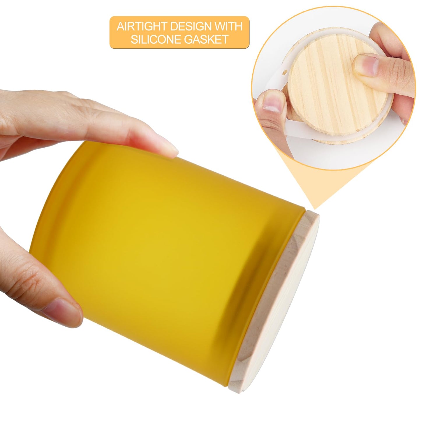 SHOWIN 10 OZ Thick Candle Jars for Making Candles 15 Pcs, Empty Jars with Wood Lids for Candle Making, Sample Container, Frosted Yellow