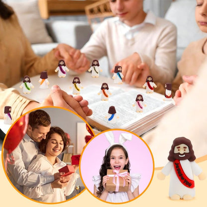 120 Pcs Mini Jesus Figurines in Bulk, Tiny Miniature Little Jesus Loves You Figures to Hide and Seek Sunday School Baptism Religious Party Favors Gifts for Women Easter Egg Fillers Stocking Stuffers