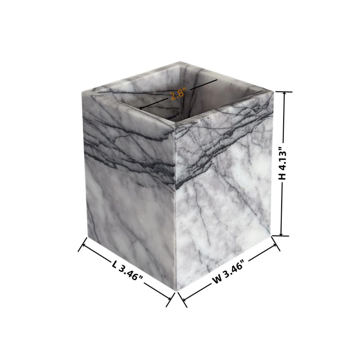 StonePlus Natural Marble Stone Square Storage Container Empty Vessel Holder Cup for Candle/Pens/Sundries items (Lilac Marble)