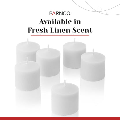 Fresh Linen Scented Votive Candles, Set of 12-1.25" Wax Candles for Home, Scented 10 Hour Burn Time - Aromatherapy, Spa Ambiance, Table Centerpieces & Home Décor