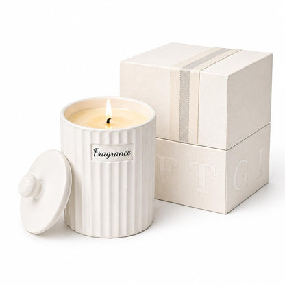 Viyffo 6.35oz Small Scented Candle - Spring Breeze Pines & Cedar, Ivory Non Toxic Soy Candle Gift for Women, Matte Ceramic Jar with Lid Candle, Luxury Fragrance, Elegant Spring Décor & Birthday Gift