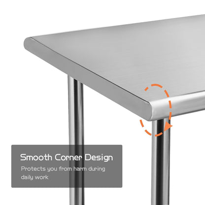 HZEEMFG Stainless Steel Table for Prep & Work 24x36 inches,4ft, Commercial Heavy Duty Table with Undershelf for Restaurant, Home,Hotel Kitchen, Laundry Room, Garage,Workshops