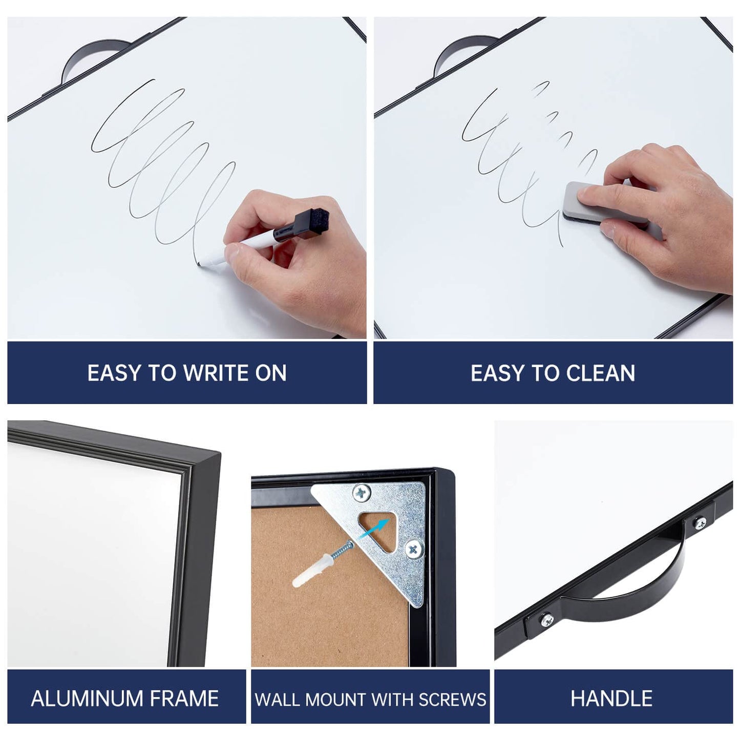 TSJ OFFICE Small White Board - 12 X 16 Inches Portable Aluminum Frame Magnetic Dry Erase Board with Holder, to Do List Notepad for Office, Home, School