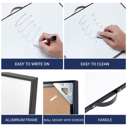 TSJ OFFICE Small White Board - 12 X 16 Inches Portable Aluminum Frame Magnetic Dry Erase Board with Holder, to Do List Notepad for Office, Home, School