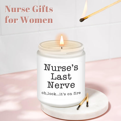 Homsolver Nurse Gifts for Women, Unique Birthday Christmas Graduation Thanksgiving Nurse Day Gift for Head Nurses, Nurse's Last Nerve Scented Candles