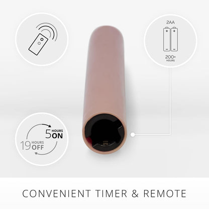 Luminara - Flameless Battery Operated Taper Candle - Rose Tan - Pack of 2-1x9.75 - LED Flickering Flame - Realistic Safe for Home Kids and Pets