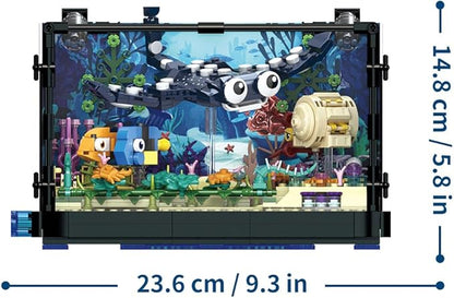 RiceBlock Fish Tank Aquarium Building Sets Holiday Toy Ocean Theme Construction Toys Educational STEM Creative Gift for Kids Ages 8-12 Boys and Girls Ideal Gift for Christmas and New Year889PCS