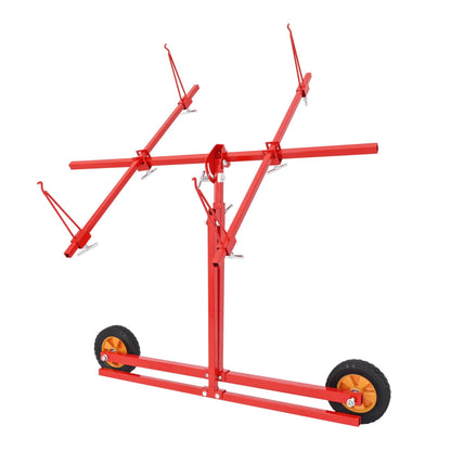 ALMULOO Paint Stand Rotating Auto Panel Repair Stand Universal Folding Vehicle Parts Holder w/Adjustable Hooks Mobile Casters Steel Red Powder Coated