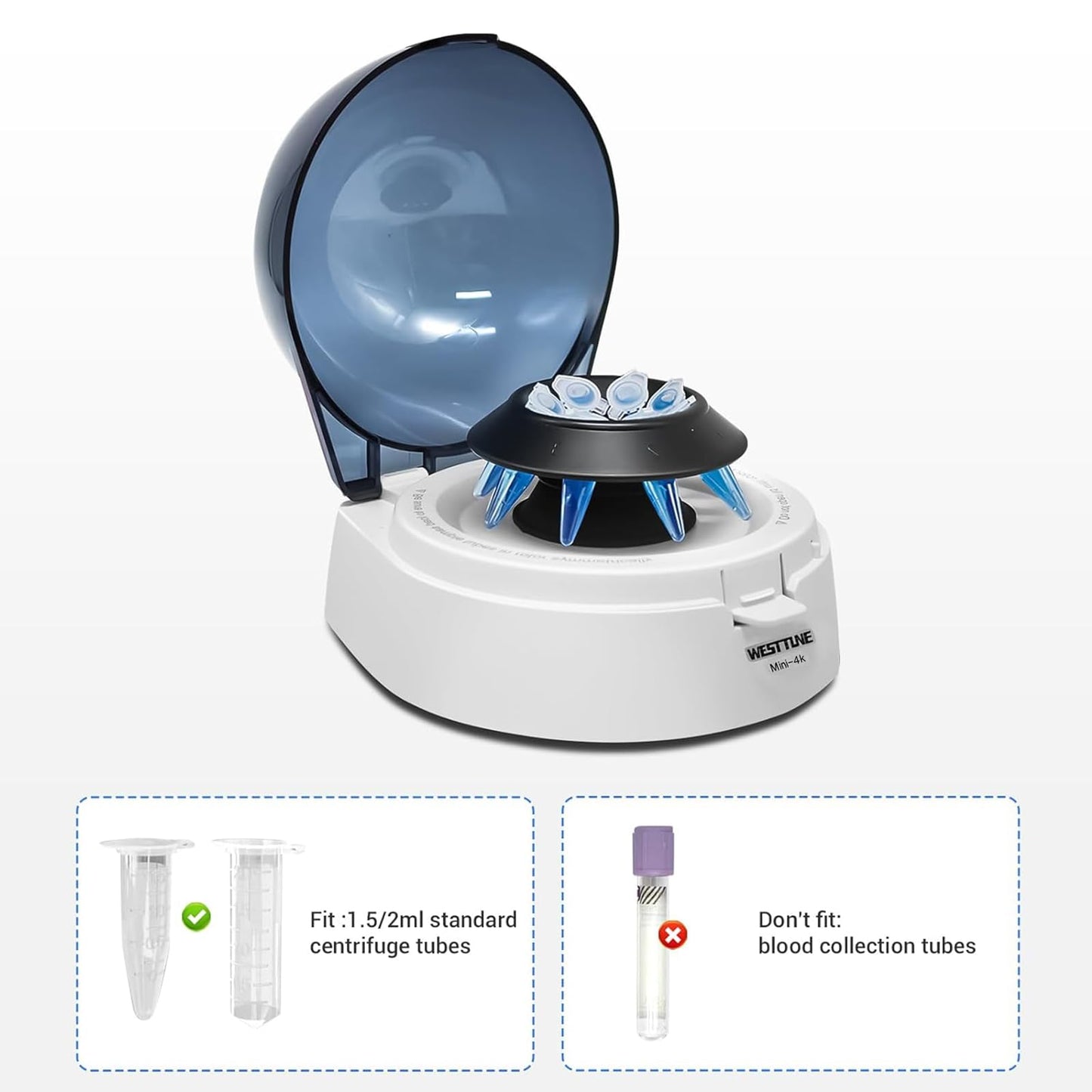 WEST TUNE 4000 RPM Microcentrifuge,Mini Lab Benchtop Centrifuge,Scientific Centrifuge Machine