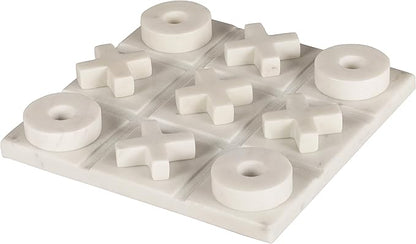 Marble Tic Tac Toe Game Board X and O Game Set for Birthday Gift to Students and Adults Medium White