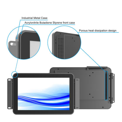 GreenTouch 10.1 Inch Open Frame Touchscreen Android All in one LCD Monitor PC - Industrial Touch Display - Built-in Speakers, WiFi & BT, RK3566 RAM 4G & ROM 32G - Front IK08/IP65