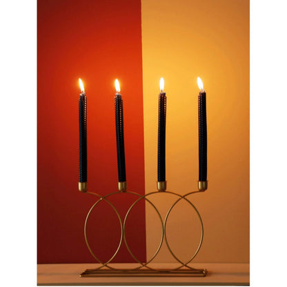 Candle Holderss Golden Taper Candle Holders Wrought Iron 4-Candles Fireplace Candelabra Candlestick Holder Centerpieces for Mantle Wedding Party Dinner Table Decoratin Decorative Candlestick