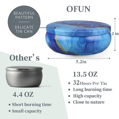 OFUN Large Citronella Candles Outdoor Decorative 55oz, Soy Wax Lemongrass Candle Set 3 Wick, Scented Jar Candle Bulk Up to 240hrs, 3 Pack Summer Camping Candles for Patio Garden Balcony