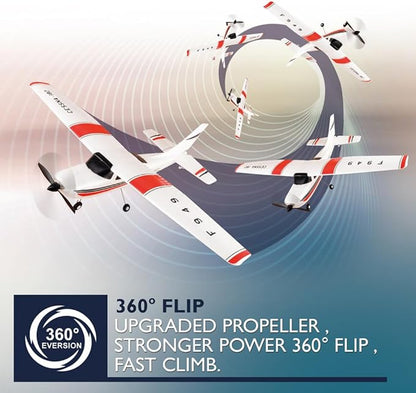F949 RC Plane 3CH 2.4Ghz Remote Control Airplane EPP 3D6G RTF RC Airplane for Beginners Easy to Fly RC Glider with 2 Batteries Propellers Landing Gear (2BSL)
