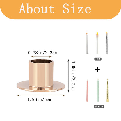 Gold Taper Candle Holders Set of 6 - Elegant Metal Candlestick Holders for Table Centerpieces, Wedding, Dining Room & Home Decor, Fits Standard Chime Candle Holder