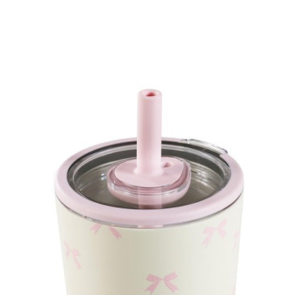HydroJug Everyday Tumbler 14 oz – Ceramic-Lined Insulated Tumbler with Straw and Soft-Touch Lid, Cup Holder Friendly, Double-Wall Vacuum Insulation, Reusable Travel Cup – Bows