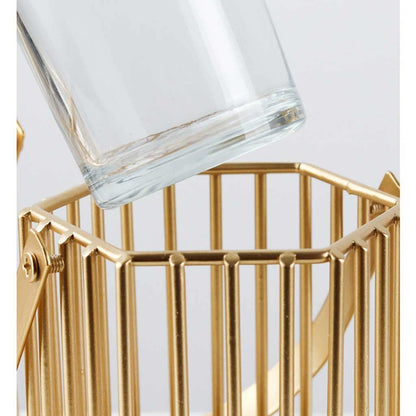 Candle Holders Geometric Gold Pillar Candle Holder, Metal Candle Stand Decorative Candle Lantern with Glass Cup, Candlestick Stand for Wedding Table Centerpiece Candlestick Holders