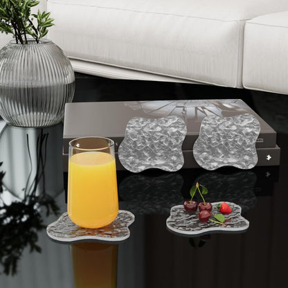 Sweet Elegance Acrylic Coasters, Coasters Set of 4, Clear Drink Coaster with Waterproof Material, Drink Pad for Table Protection, Desk Accessories for Home, Office, Cafe Decor