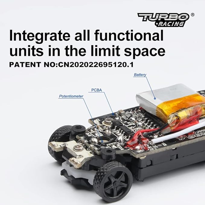 Turbo RC 1:76 Mini Sports Car 4CH 2.4GHZ Remote Control Full Proportional RTR Kit with 2 Replaceable Body Shell (C74-Black)