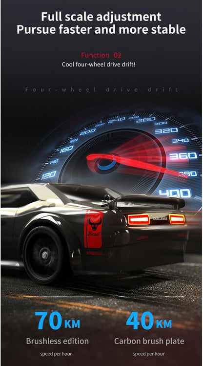 SG216 1/16 RC Drift Car for Adults 2.4G Full-Proportional 4WD Mini Remote Control Racing Car with LED Lights 70KM/H Electric 1 Battery Sports Cars Toy Gift -RTR/Brushless