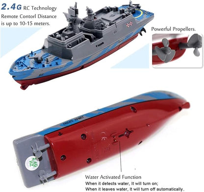 Tipmant Military RC Naval Ship Vessel Warcraft 2.4 GHz Remote Control Boat Speedboat Electric Water for Swimming Pool Kids Toy Birthday Gifts (Grey)