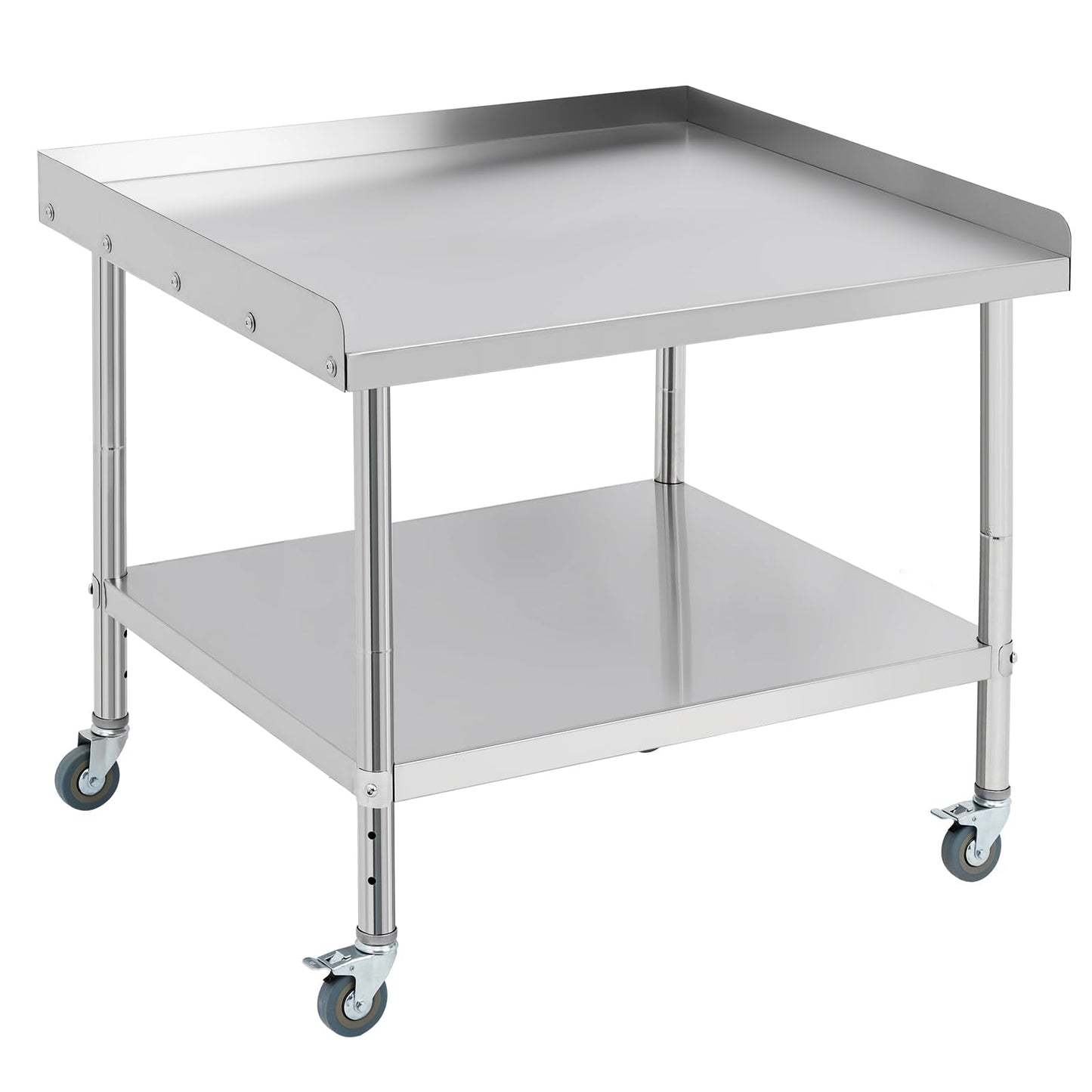 MilleLoom 36"x30"x30" Stainless Steel Grill Stand Table, NSF Certified, 3-Sided 2" Backsplash, Adjustable Legs & Wheels, 660 lbs Capacity, Equipment Stand for Restaurant, Hotel, Home Kitchen