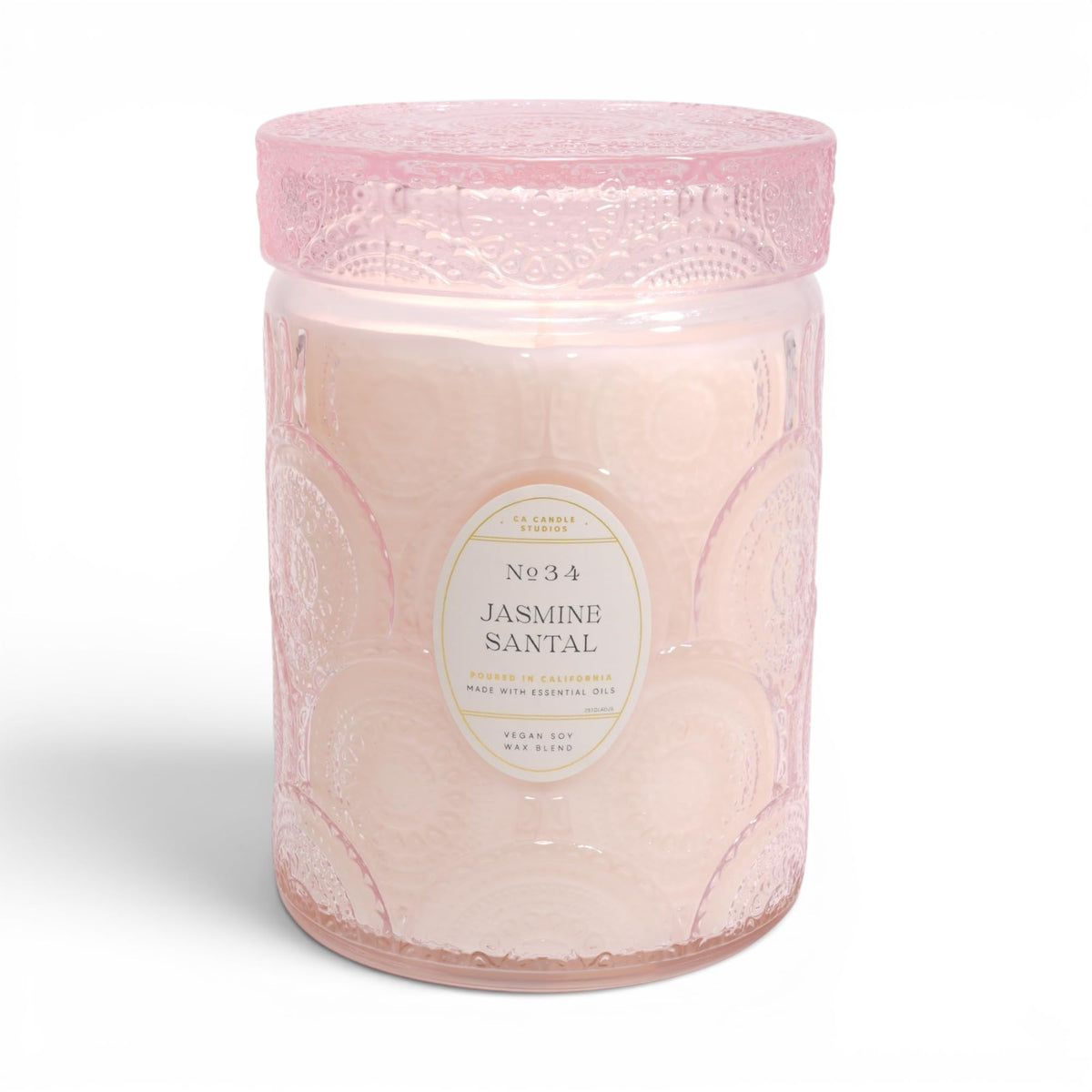 LEOBEN CO – Jasmine Santal Scented Candle – 18oz, Heirloom Collection Design – 80 hr Burn Time – Poured in California Using Vegan Soy Wax and Essential Oils – Made in Small Batches