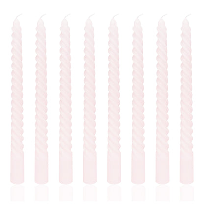 10 Inch 8 Pack Pale Pink Spiral Taper Candles for Dinner Home Decor Wedding Shower Christmas Candlesticks, Baby Shower, Birthday Party Candles