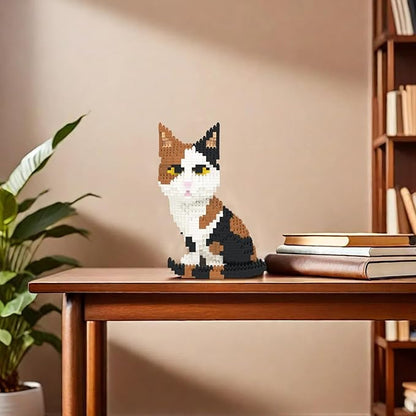 Larcele Cat Micro Building Blocks Animal Set DIY Mini 3D Building Toy Bricks1191pcs KLJM-05 (Cat Model1979)