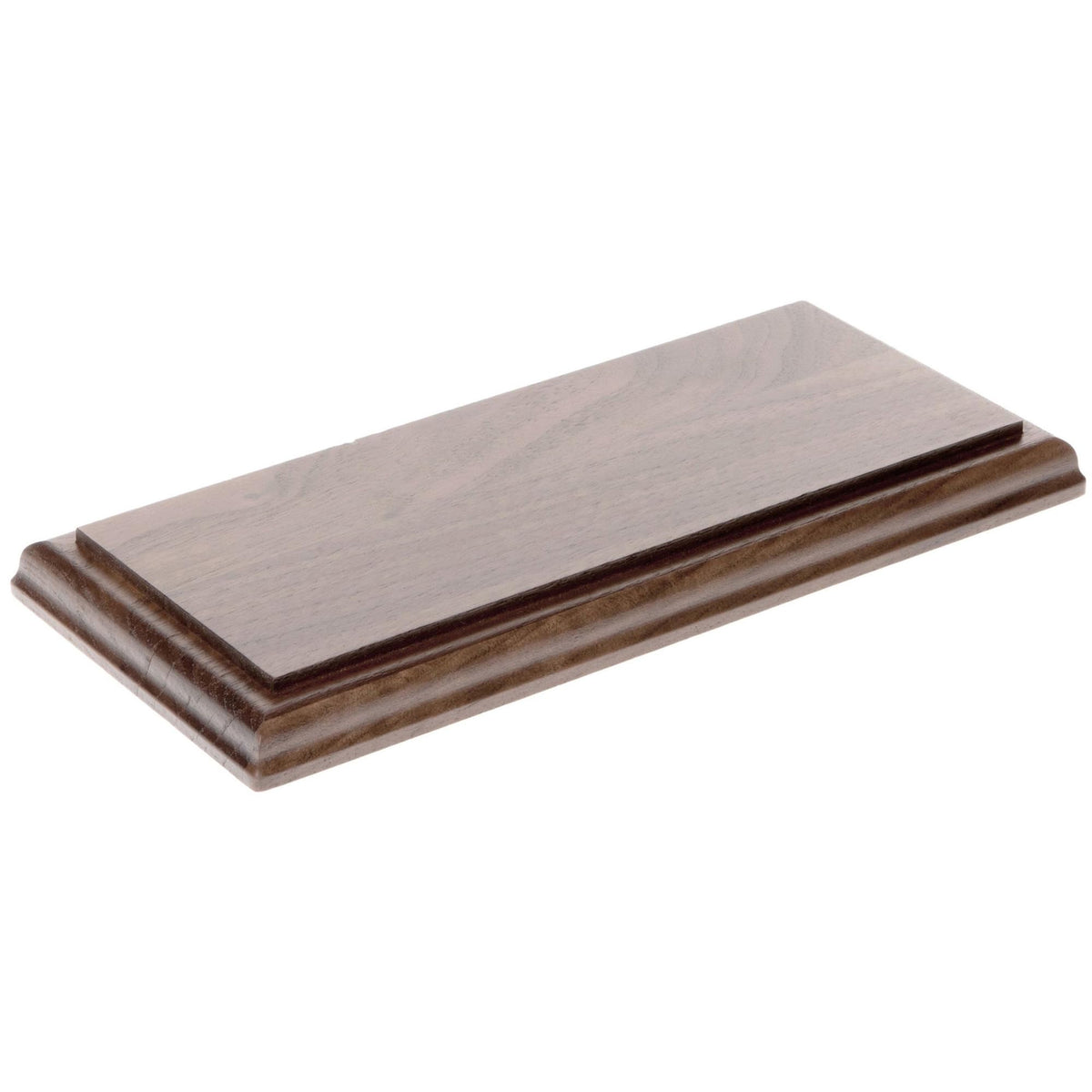 Plymor Solid Walnut Rectangular Wood Display Base with Ogee Edge, 10.75" W x 6.125" D x 0.75" H