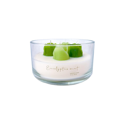 Floral Scented Candle 15oz with 4 Wax Flower Tops – CW Studio Hand-Poured Decorative Jar, Up to 36 Hour Burn, Palm & Paraffin Wax, Botanical Home Decor & Gift