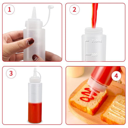 Abnaok Condiment Squeeze Bottles, 2-Pack 8 oz Food Grade Plastic Squeeze Condiment Bottles with Twist On Cap Lids for Sauces, Paint,Oil, Condiments,Salad Dressings, Arts and Crafts