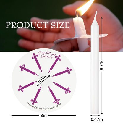 Wfmolcand 200 White Taper Candles with Drip Protectors Smokeless and Unscented 4.7'' H X 0.47'' D- Handheld Drip Guard,Church for Prayers, Vigil,Memorial Services, Religion,Shabbat, Prayer Candles