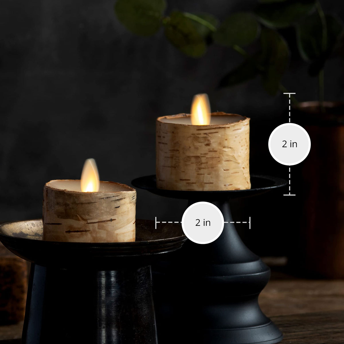 Luminara Flameless LED Tea Light Candle, 1.4" x 2", Pack of 2, Birch, Pearl Ivory, Real Flame, Battery Operated w/Remote Timer Function, Paraffin Wax